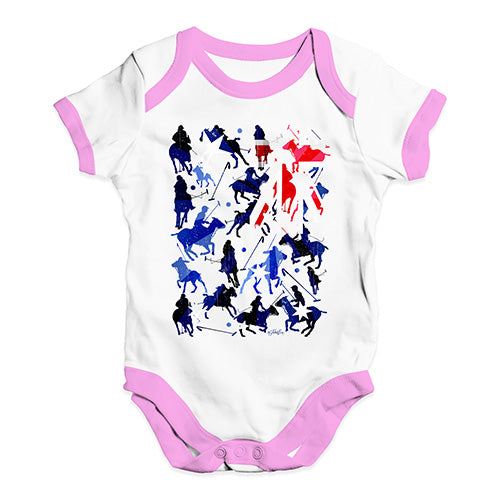 Baby Grow Baby Romper Australia Polo Collage Baby Unisex Baby Grow Bodysuit 12-18 Months White Pink Trim