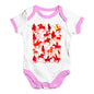 Babygrow Baby Romper China Polo Collage Baby Unisex Baby Grow Bodysuit 3-6 Months White Pink Trim