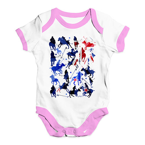 Baby Girl Clothes New Zealand Polo Collage Baby Unisex Baby Grow Bodysuit 6-12 Months White Pink Trim