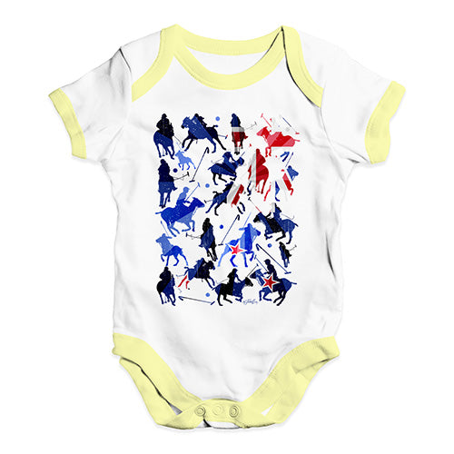 Funny Baby Bodysuits New Zealand Polo Collage Baby Unisex Baby Grow Bodysuit 3-6 Months White Yellow Trim