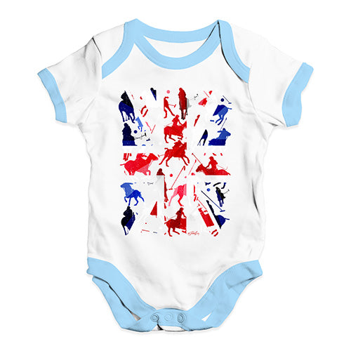Baby Onesies UK Polo Collage Baby Unisex Baby Grow Bodysuit 0-3 Months White Blue Trim