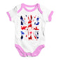 Baby Grow Baby Romper UK Polo Collage Baby Unisex Baby Grow Bodysuit 3-6 Months White Pink Trim