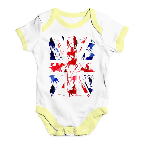 Babygrow Baby Romper UK Polo Collage Baby Unisex Baby Grow Bodysuit 3-6 Months White Yellow Trim