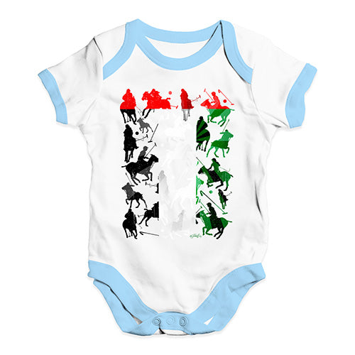 Funny Baby Onesies UAE Polo Collage Baby Unisex Baby Grow Bodysuit 12-18 Months White Blue Trim
