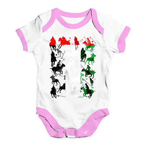 Funny Infant Baby Bodysuit Onesies UAE Polo Collage Baby Unisex Baby Grow Bodysuit 6-12 Months White Pink Trim