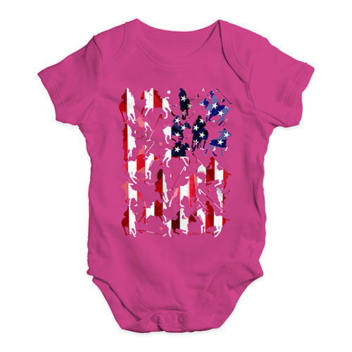 Bodysuit Baby Romper USA Polo Collage Baby Unisex Baby Grow Bodysuit 6-12 Months Cerise PInk