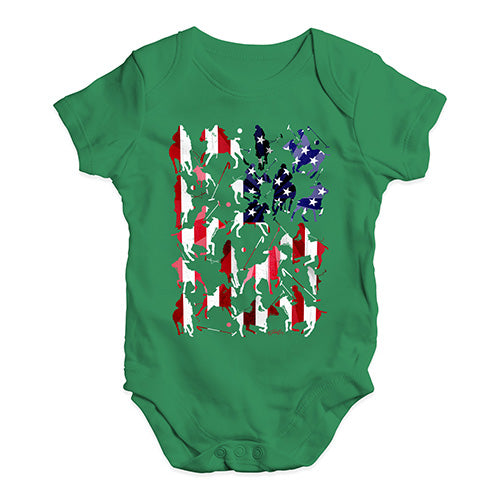 Bodysuit Baby Romper USA Polo Collage Baby Unisex Baby Grow Bodysuit 6-12 Months Green