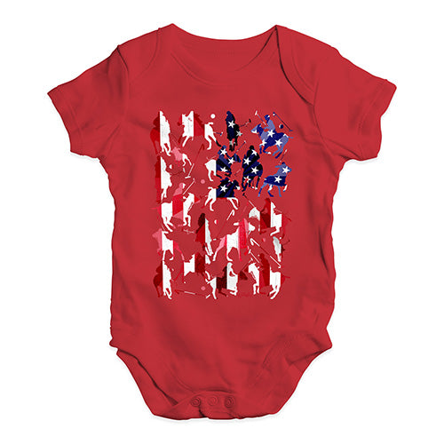 Baby Grow Baby Romper USA Polo Collage Baby Unisex Baby Grow Bodysuit 3-6 Months Red