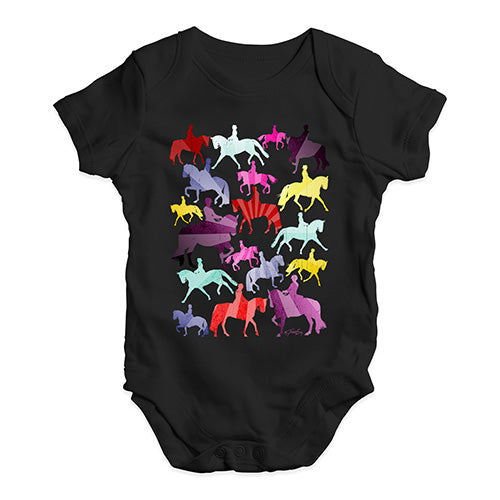 Cute Infant Bodysuit Dressage Rainbow Collage Baby Unisex Baby Grow Bodysuit 18-24 Months Black