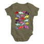 Funny Infant Baby Bodysuit Dressage Rainbow Collage Baby Unisex Baby Grow Bodysuit 0-3 Months Khaki