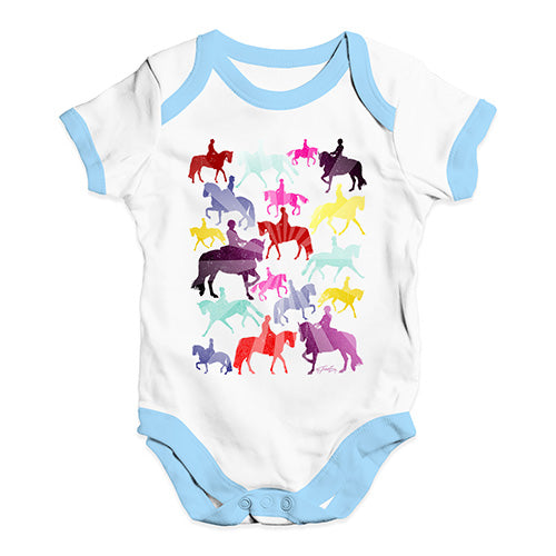 Cute Infant Bodysuit Dressage Rainbow Collage Baby Unisex Baby Grow Bodysuit 6-12 Months White Blue Trim