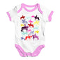 Cute Infant Bodysuit Dressage Rainbow Collage Baby Unisex Baby Grow Bodysuit Newborn White Pink Trim