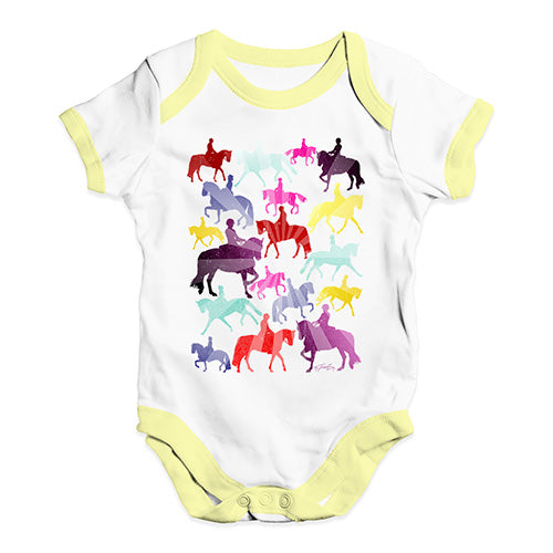 Funny Baby Bodysuits Dressage Rainbow Collage Baby Unisex Baby Grow Bodysuit 12-18 Months White Yellow Trim