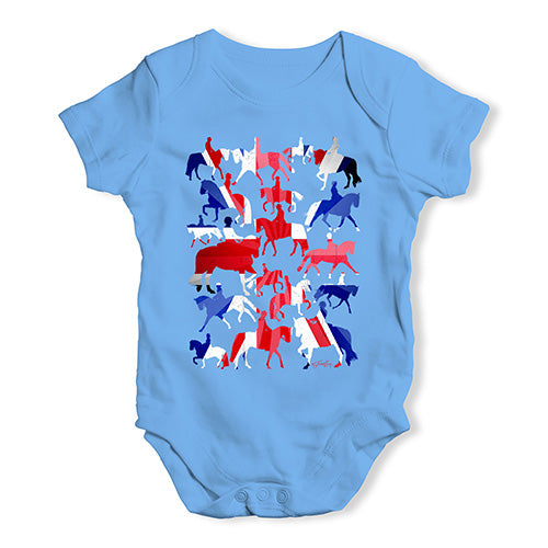 Funny Infant Baby Bodysuit Onesies GB Dressage Silhouette Baby Unisex Baby Grow Bodysuit Newborn Blue