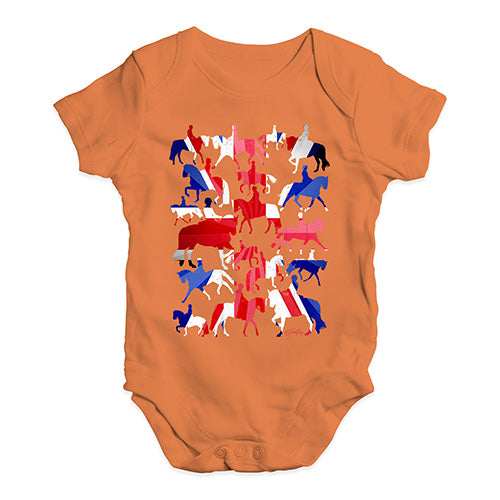 Baby Grow Baby Romper GB Dressage Silhouette Baby Unisex Baby Grow Bodysuit Newborn Orange