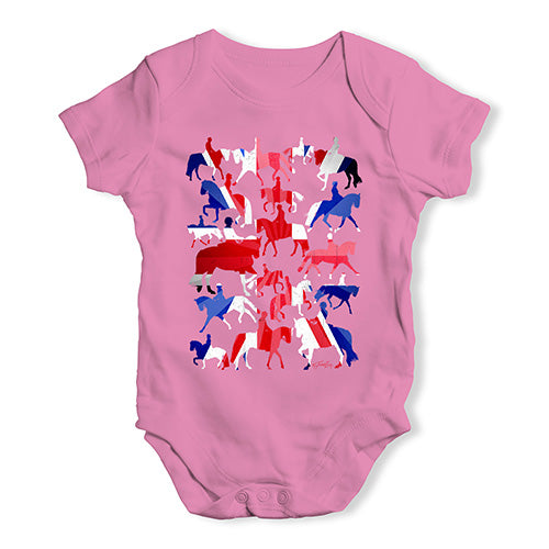 Babygrow Baby Romper GB Dressage Silhouette Baby Unisex Baby Grow Bodysuit 6-12 Months Pink