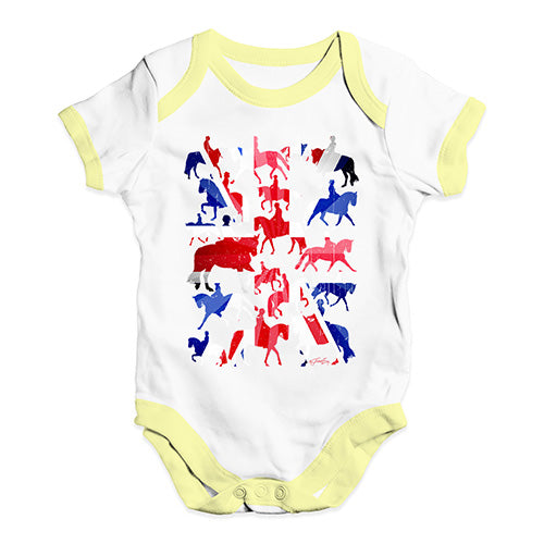 Baby Girl Clothes GB Dressage Silhouette Baby Unisex Baby Grow Bodysuit 0-3 Months White Yellow Trim