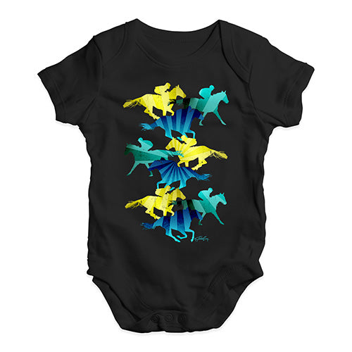 Babygrow Baby Romper Horse Racing Collage Baby Unisex Baby Grow Bodysuit 12-18 Months Black