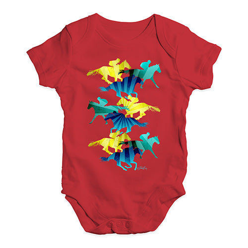 Funny Infant Baby Bodysuit Horse Racing Collage Baby Unisex Baby Grow Bodysuit 6-12 Months Red