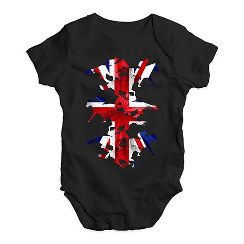Cute Infant Bodysuit Great Britain Horse Racing Collage Baby Unisex Baby Grow Bodysuit 0-3 Months Black