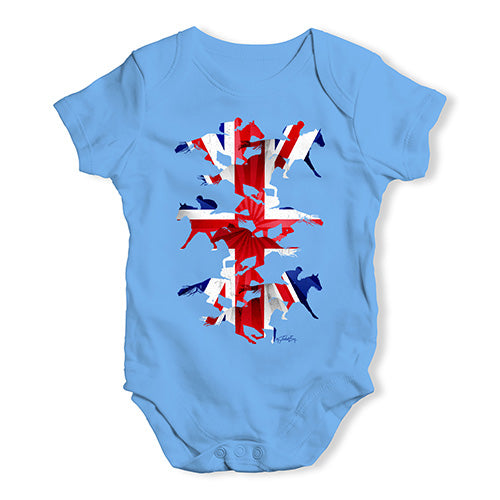 Funny Baby Onesies Great Britain Horse Racing Collage Baby Unisex Baby Grow Bodysuit 6-12 Months Blue