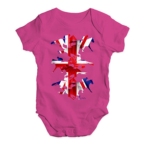 Bodysuit Baby Romper Great Britain Horse Racing Collage Baby Unisex Baby Grow Bodysuit 6-12 Months Cerise PInk