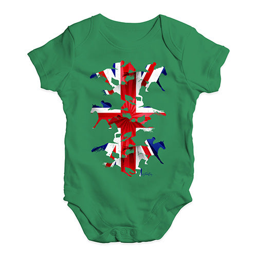Funny Baby Onesies Great Britain Horse Racing Collage Baby Unisex Baby Grow Bodysuit 12-18 Months Green