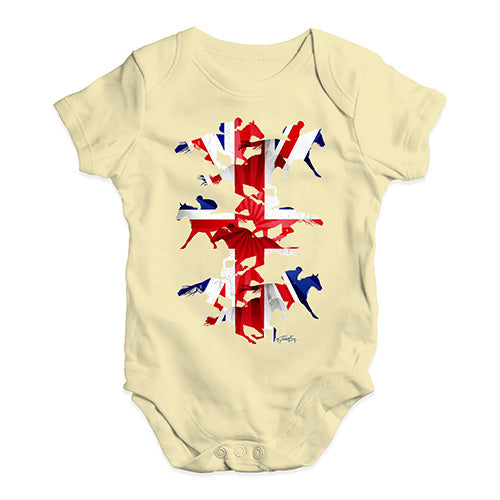Funny Baby Clothes Great Britain Horse Racing Collage Baby Unisex Baby Grow Bodysuit Newborn Lemon