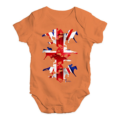 Funny Baby Clothes Great Britain Horse Racing Collage Baby Unisex Baby Grow Bodysuit 3-6 Months Orange