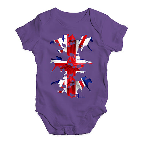 Funny Baby Clothes Great Britain Horse Racing Collage Baby Unisex Baby Grow Bodysuit 0-3 Months Plum