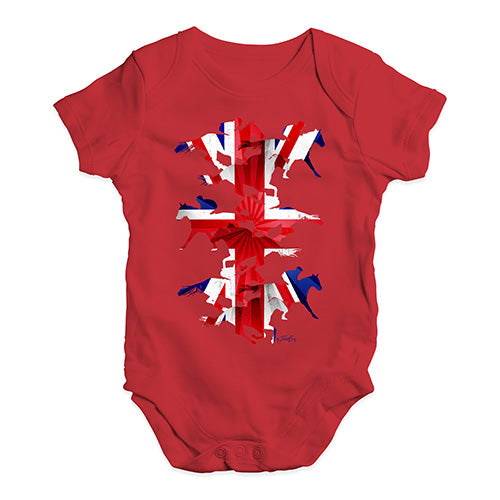 Funny Baby Clothes Great Britain Horse Racing Collage Baby Unisex Baby Grow Bodysuit 0-3 Months Red