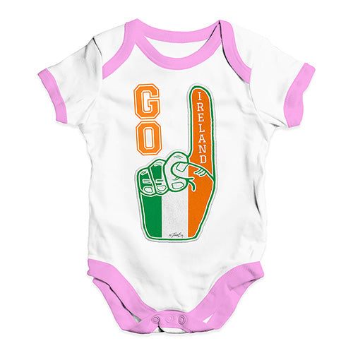 Baby Girl Clothes Go Ireland! Foam Finger Baby Unisex Baby Grow Bodysuit 6-12 Months White Pink Trim