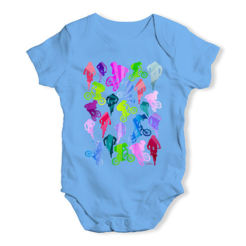 Funny Baby Clothes BMX Rainbow Collage Baby Unisex Baby Grow Bodysuit 3-6 Months Blue