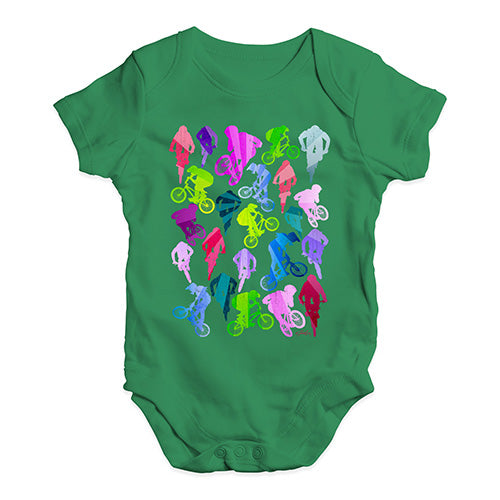Baby Boy Clothes BMX Rainbow Collage Baby Unisex Baby Grow Bodysuit 12-18 Months Green