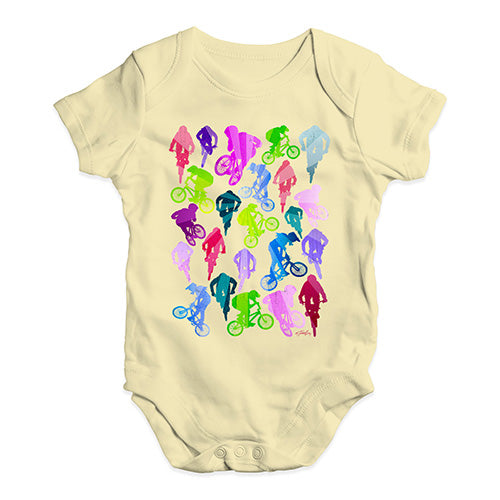 Baby Onesies BMX Rainbow Collage Baby Unisex Baby Grow Bodysuit 3-6 Months Lemon