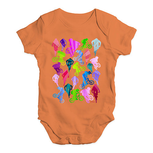 Funny Infant Baby Bodysuit BMX Rainbow Collage Baby Unisex Baby Grow Bodysuit 18-24 Months Orange