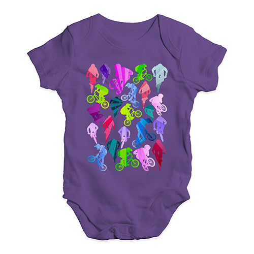 Bodysuit Baby Romper BMX Rainbow Collage Baby Unisex Baby Grow Bodysuit 12-18 Months Plum