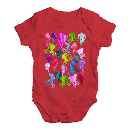 Funny Baby Bodysuits BMX Rainbow Collage Baby Unisex Baby Grow Bodysuit 18-24 Months Red