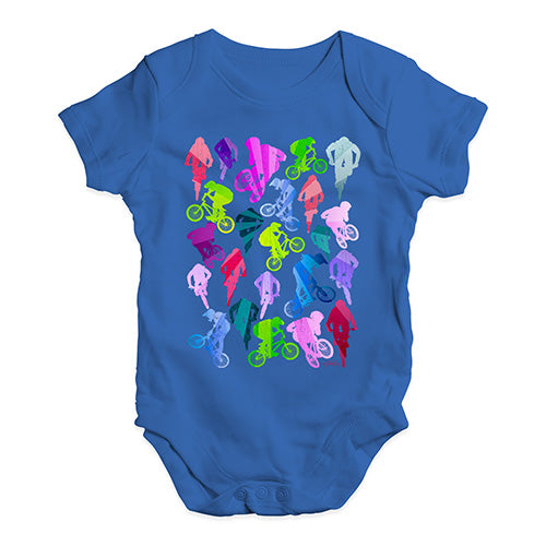 Funny Infant Baby Bodysuit BMX Rainbow Collage Baby Unisex Baby Grow Bodysuit 3-6 Months Royal Blue