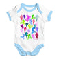 Babygrow Baby Romper BMX Rainbow Collage Baby Unisex Baby Grow Bodysuit 6-12 Months White Blue Trim