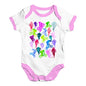 Bodysuit Baby Romper BMX Rainbow Collage Baby Unisex Baby Grow Bodysuit Newborn White Pink Trim