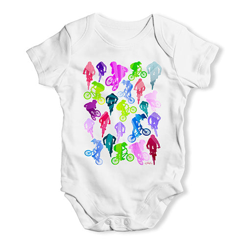 Funny Baby Bodysuits BMX Rainbow Collage Baby Unisex Baby Grow Bodysuit 3-6 Months White