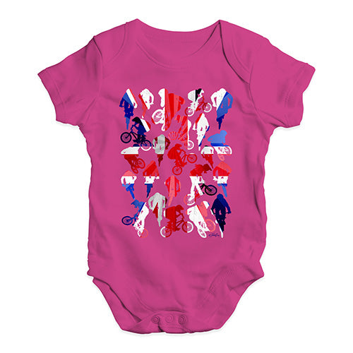 Cute Infant Bodysuit GB BMX Silhouette Baby Unisex Baby Grow Bodysuit Newborn Cerise PInk