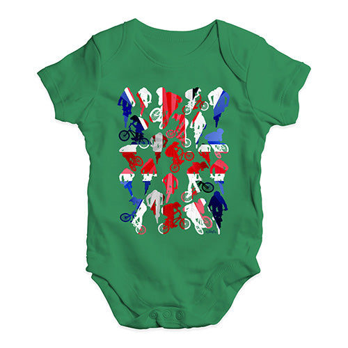Funny Baby Onesies GB BMX Silhouette Baby Unisex Baby Grow Bodysuit 0-3 Months Green