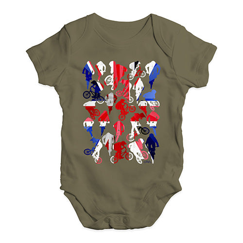 Baby Onesies GB BMX Silhouette Baby Unisex Baby Grow Bodysuit Newborn Khaki