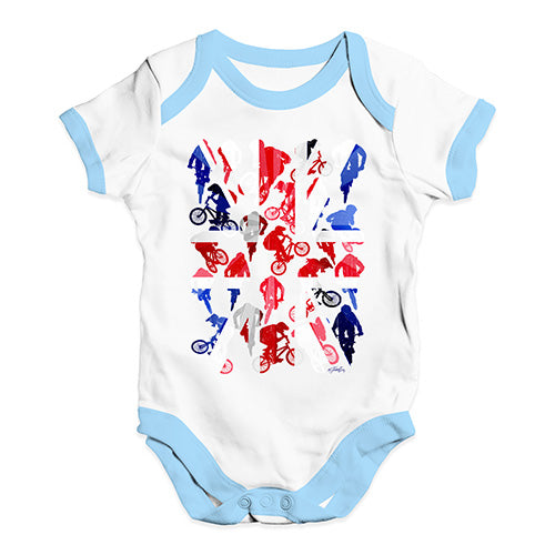 Bodysuit Baby Romper GB BMX Silhouette Baby Unisex Baby Grow Bodysuit 3-6 Months White Blue Trim
