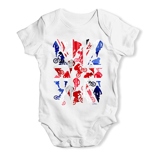 Baby Girl Clothes GB BMX Silhouette Baby Unisex Baby Grow Bodysuit 0-3 Months White
