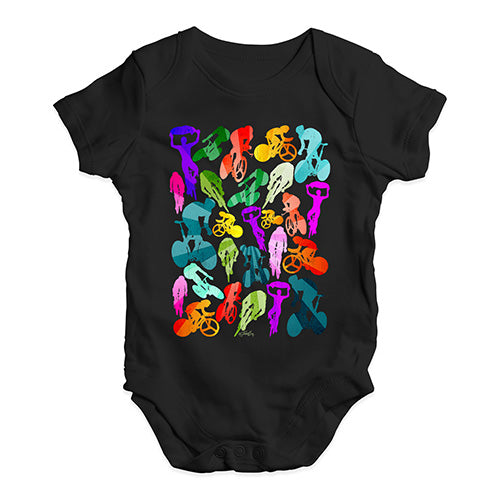 Baby Onesies Cycling Rainbow Collage Baby Unisex Baby Grow Bodysuit 3-6 Months Black