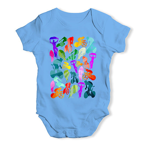 Bodysuit Baby Romper Cycling Rainbow Collage Baby Unisex Baby Grow Bodysuit Newborn Blue
