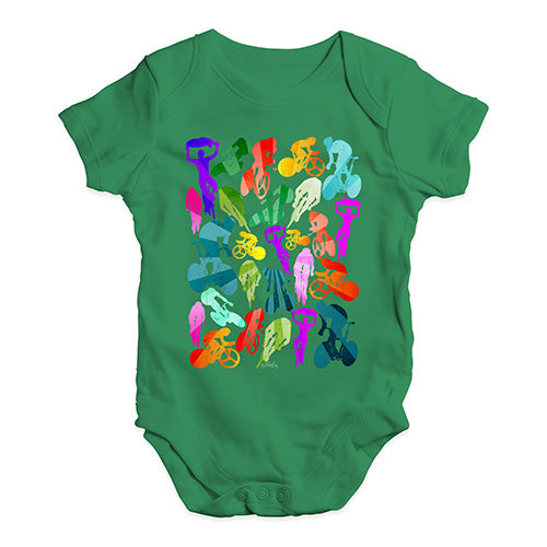 Funny Baby Bodysuits Cycling Rainbow Collage Baby Unisex Baby Grow Bodysuit Newborn Green